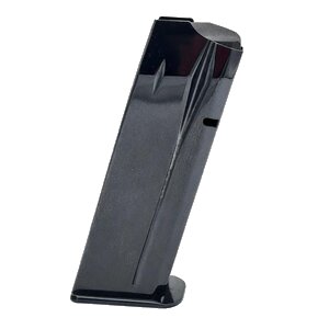 Black handgun magazine isolated on white background