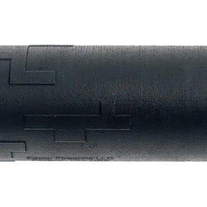 Black cylindrical firearm suppressor with textured pattern