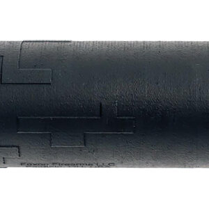 Black cylindrical firearm suppressor with textured pattern