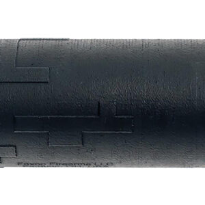 Black cylindrical firearm suppressor with textured pattern