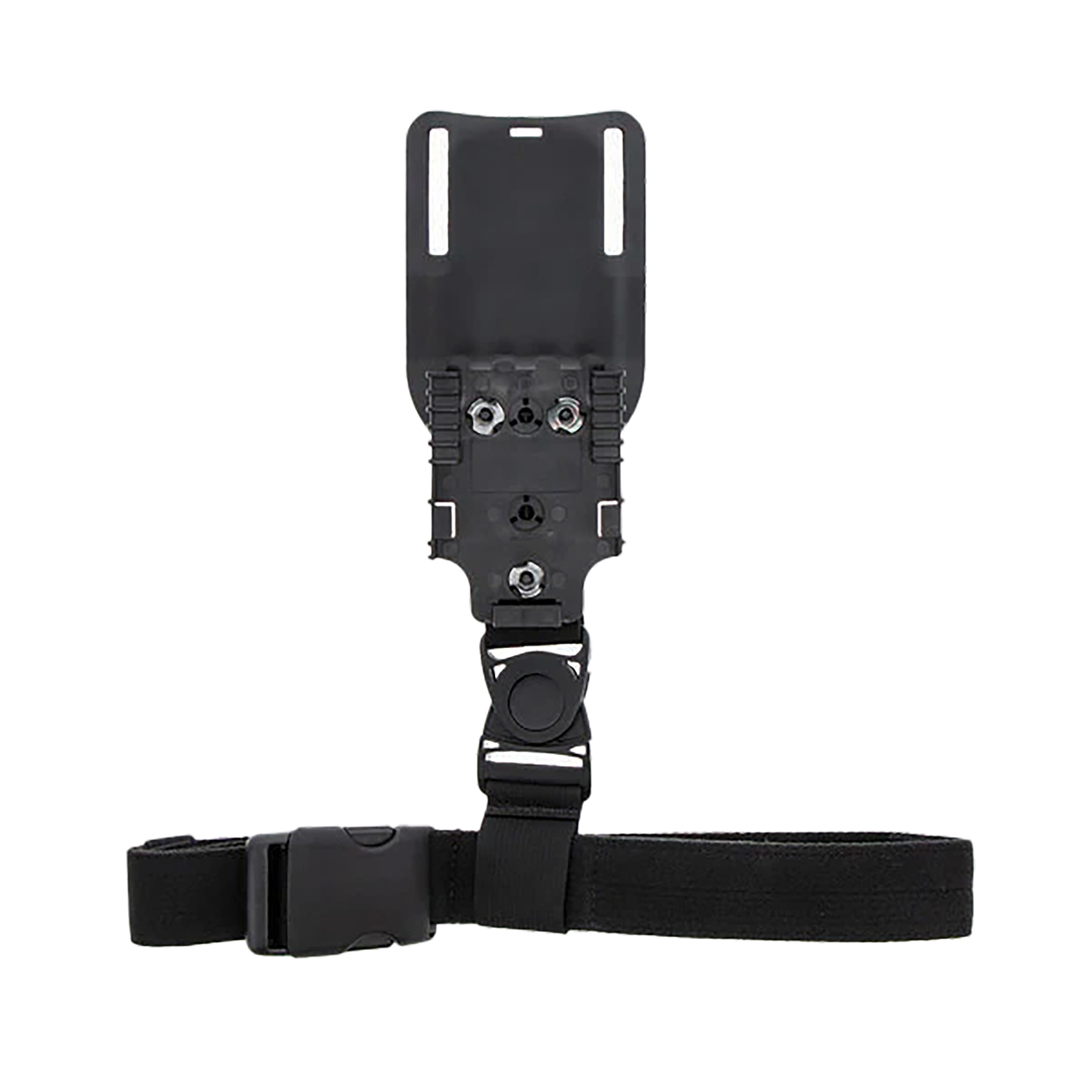 Black adjustable mounting bracket with strap