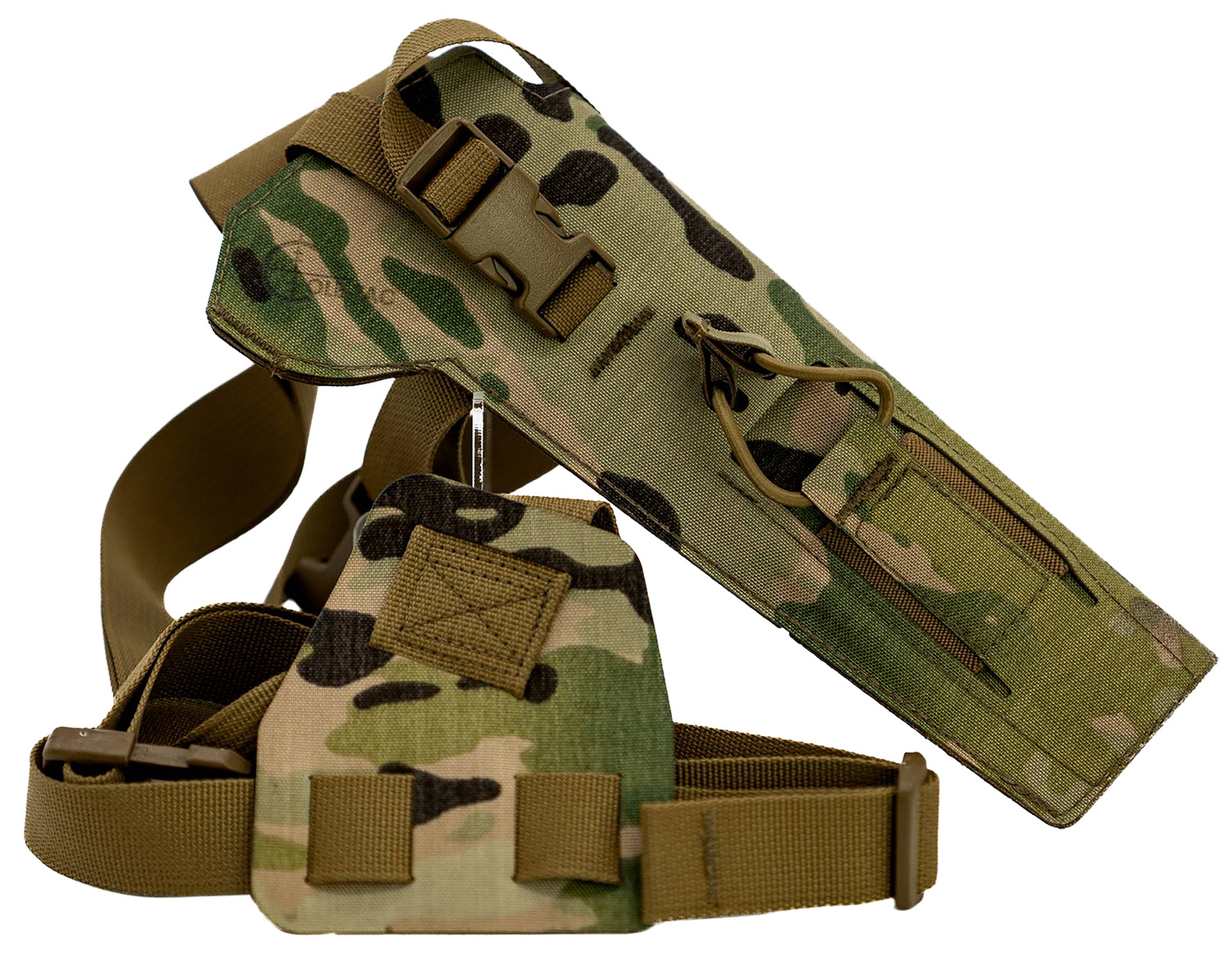 Camouflage tactical rifle sling with pouch and buckle