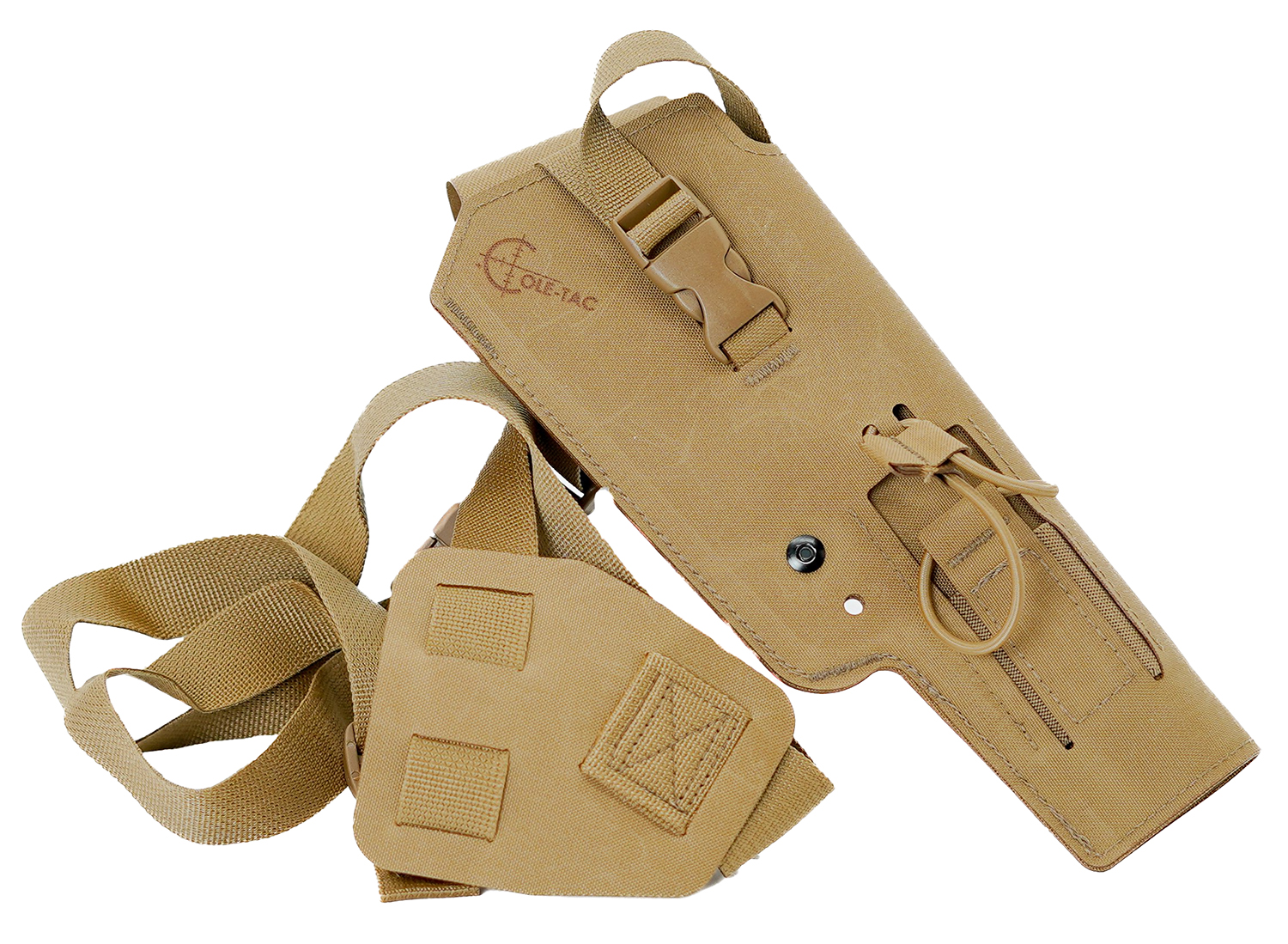 Tan tactical drop leg holster with straps