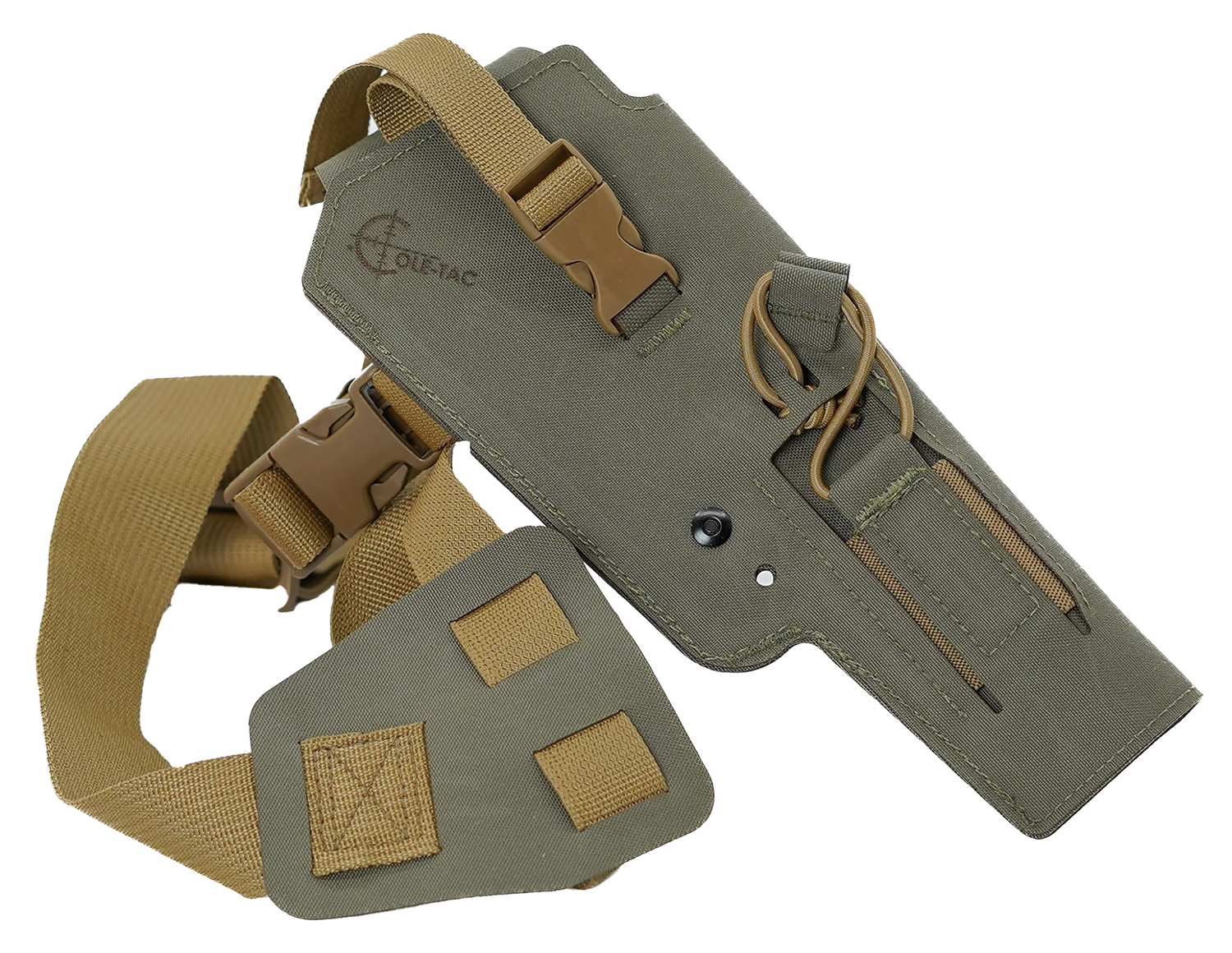 Olive green tactical thigh holster with straps