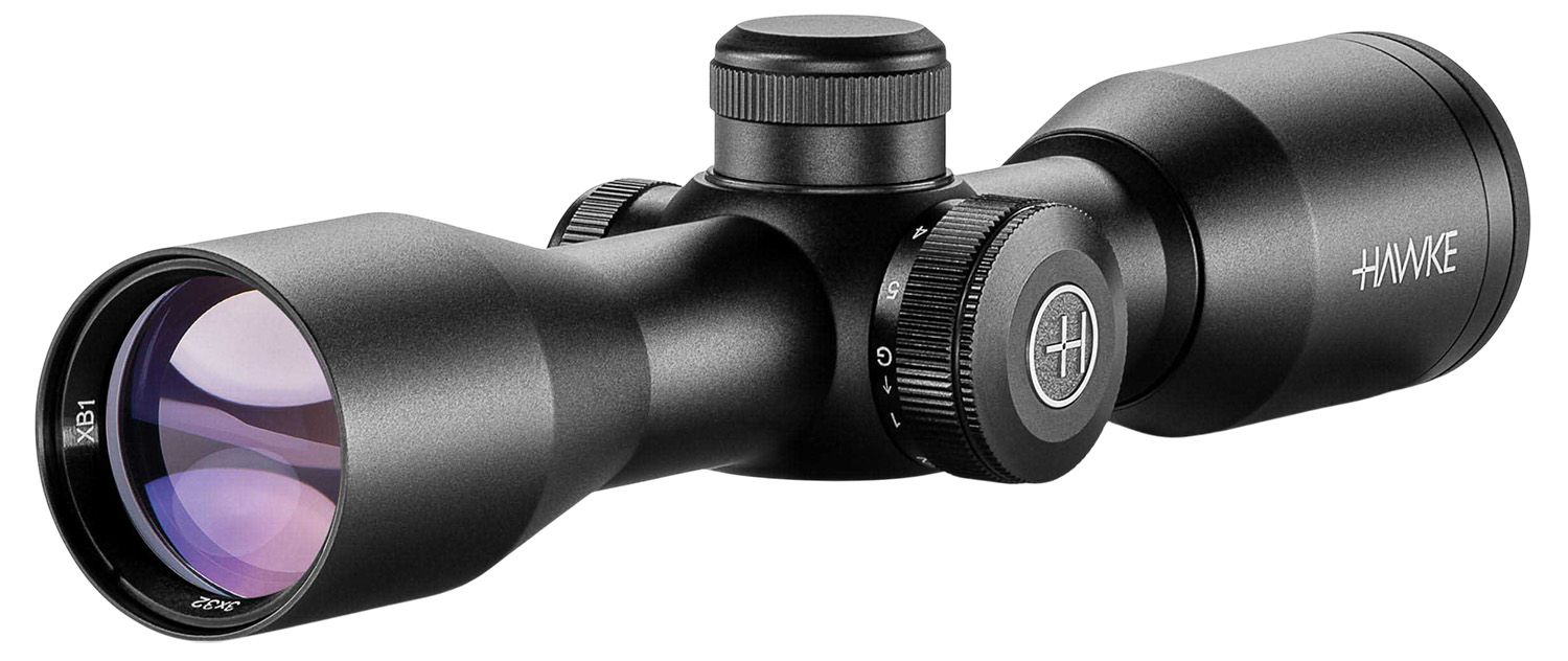 Black Hawke rifle scope with adjustment turrets