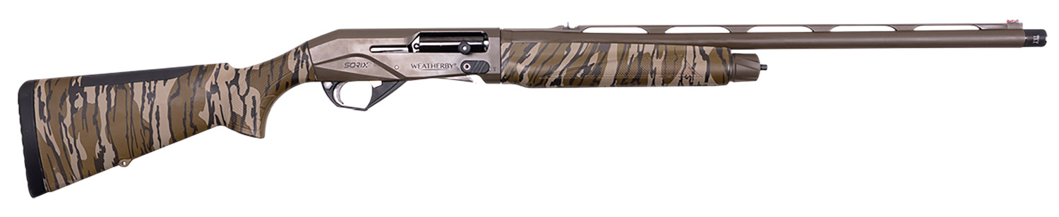 Camo patterned shotgun on a white background.