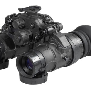 Black dual-lens night vision goggles device