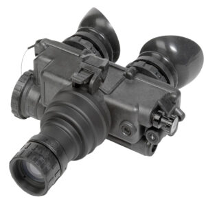 Black night vision goggles isolated on white background