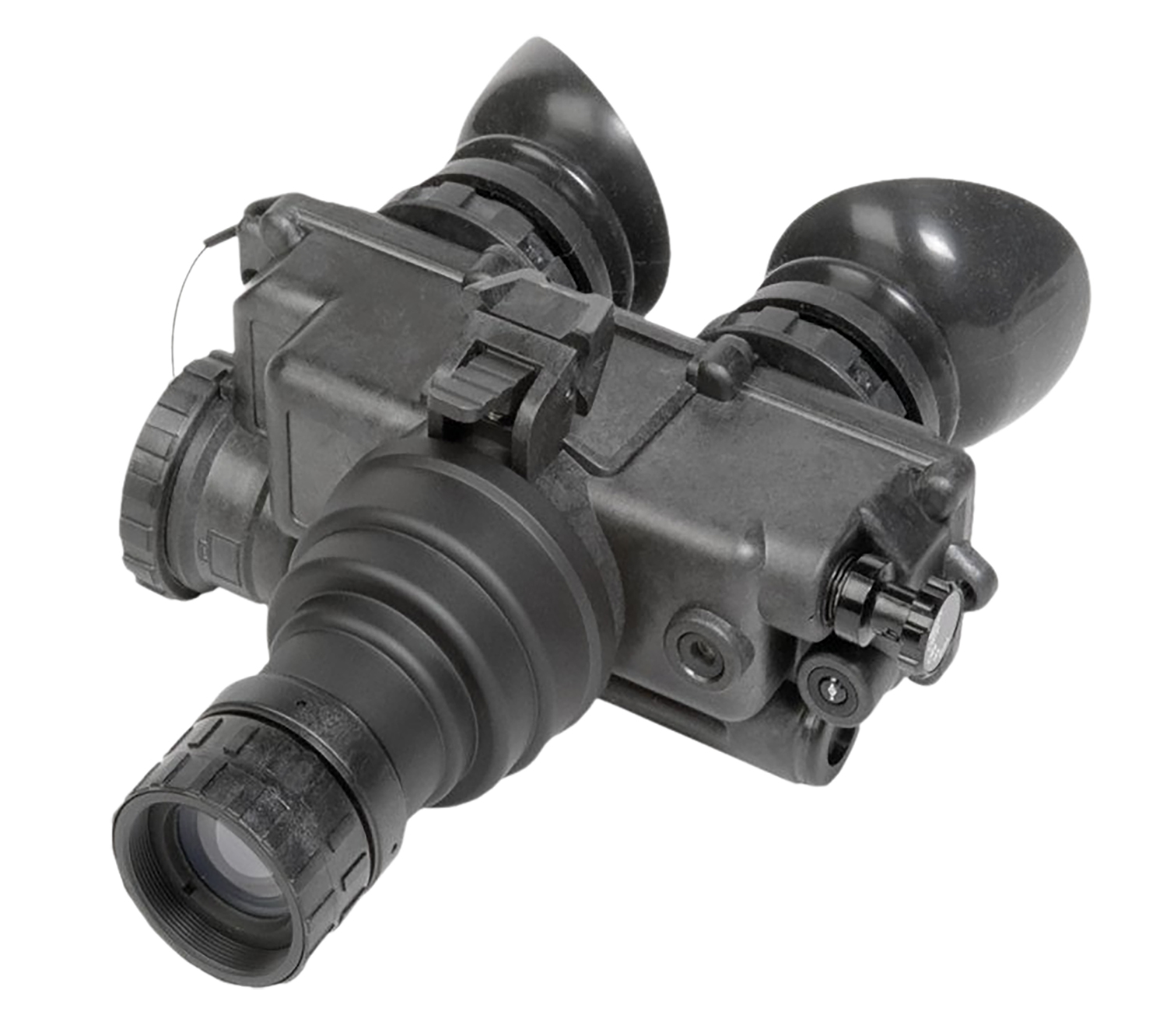 Black night vision goggles isolated on white background