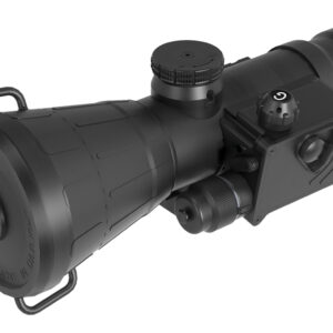 Black thermal imaging rifle scope with mount