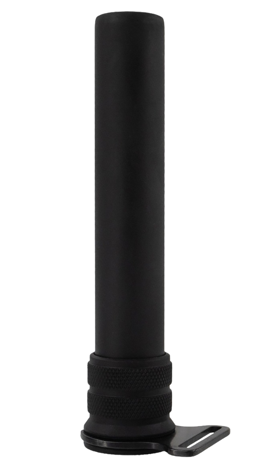 Black cylindrical metal handlebar grip with mount