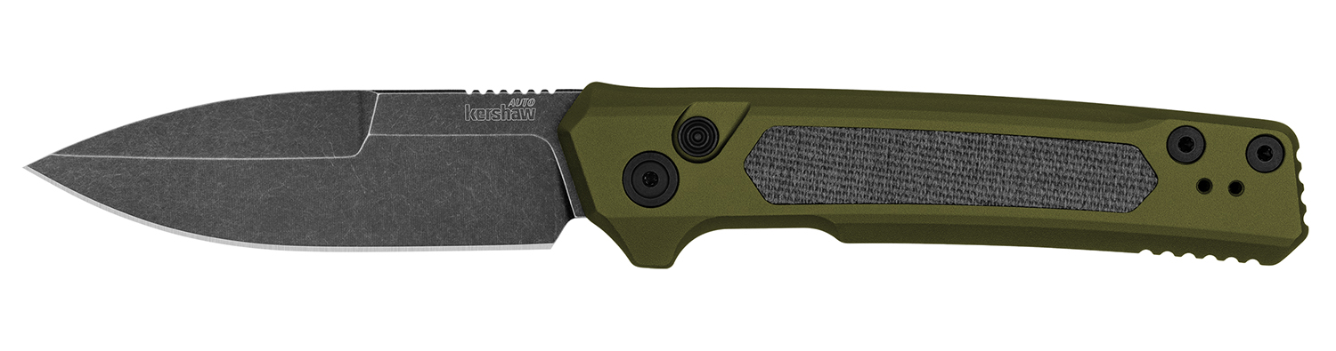 Green-handled folding knife with stonewashed blade