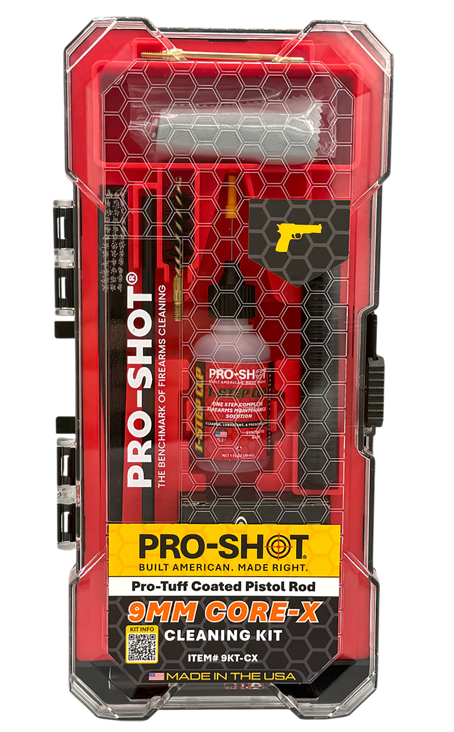 Pro-Shot 9mm pistol cleaning kit in case