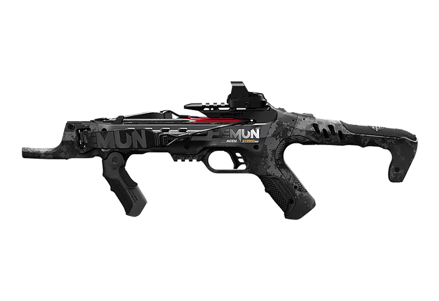 Modern tactical crossbow with scope and camouflage finish