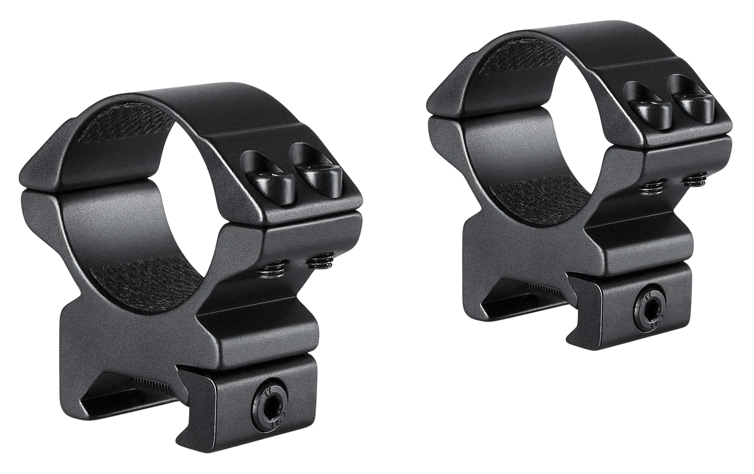 Pair of black rifle scope mounting rings