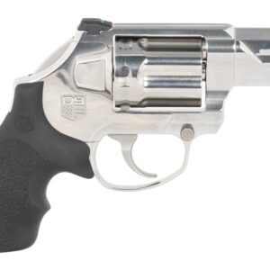 Stainless steel .357 Magnum revolver with black grip