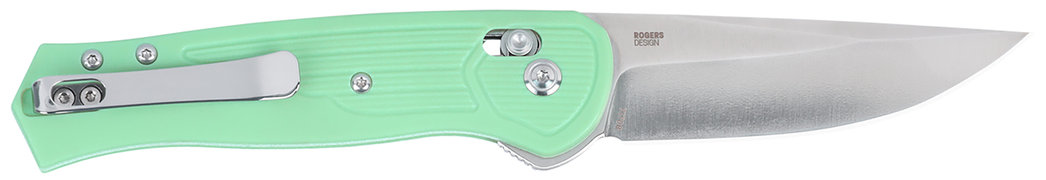Mint green folding pocket knife with metal blade