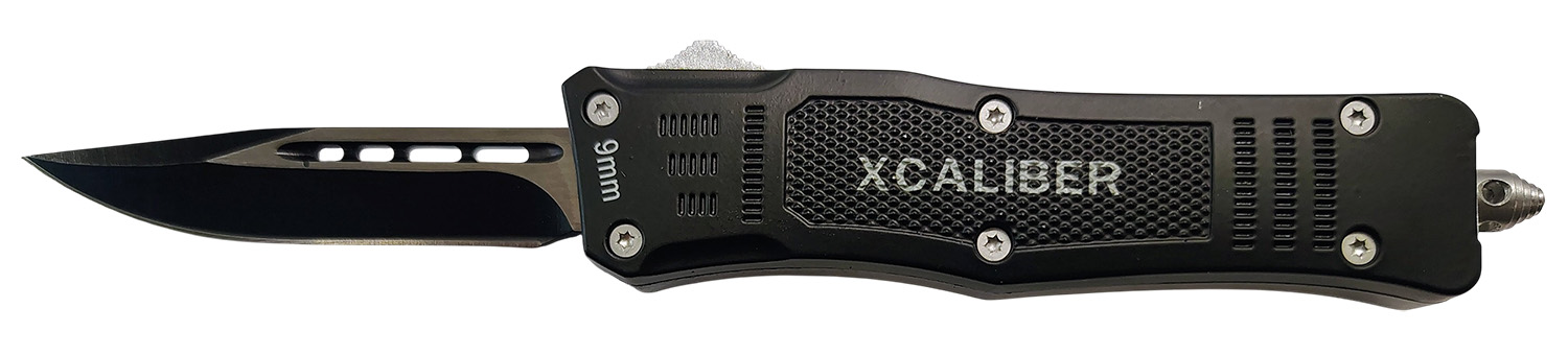Black XCALIBER 9mm tactical OTF knife
