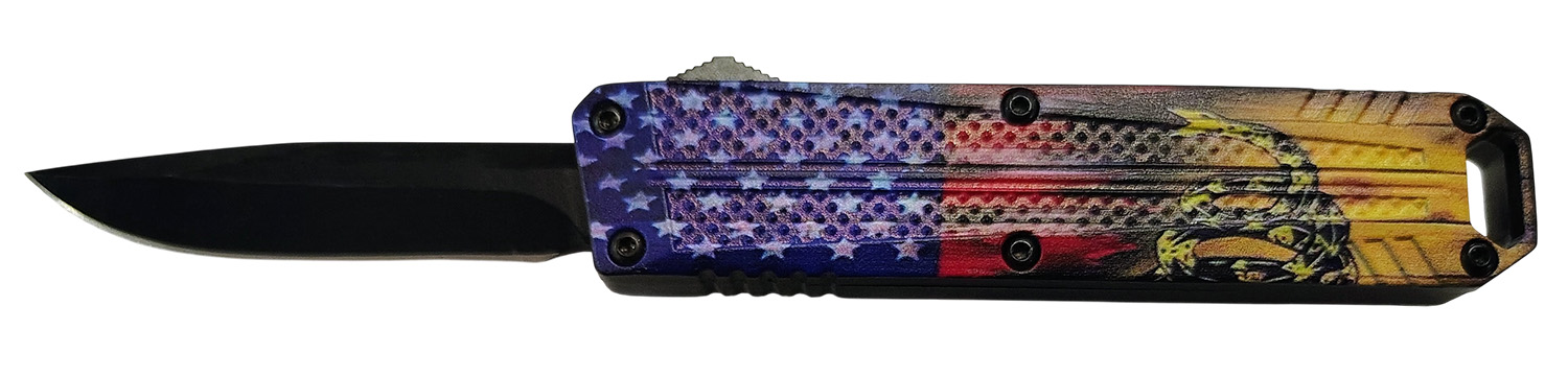Patriotic American flag knife with snake design