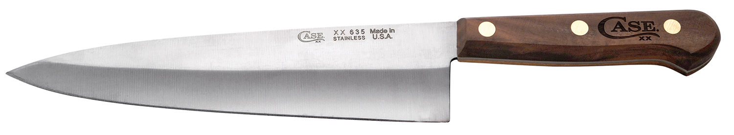Stainless steel carving knife with wooden handle