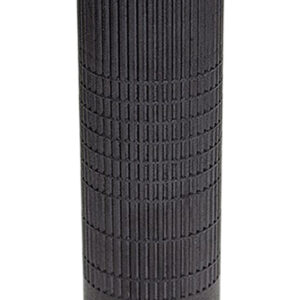 Black cylindrical firearm suppressor with textured grip