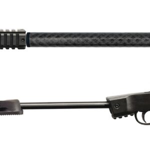 Rifle barrel and receiver components on white background