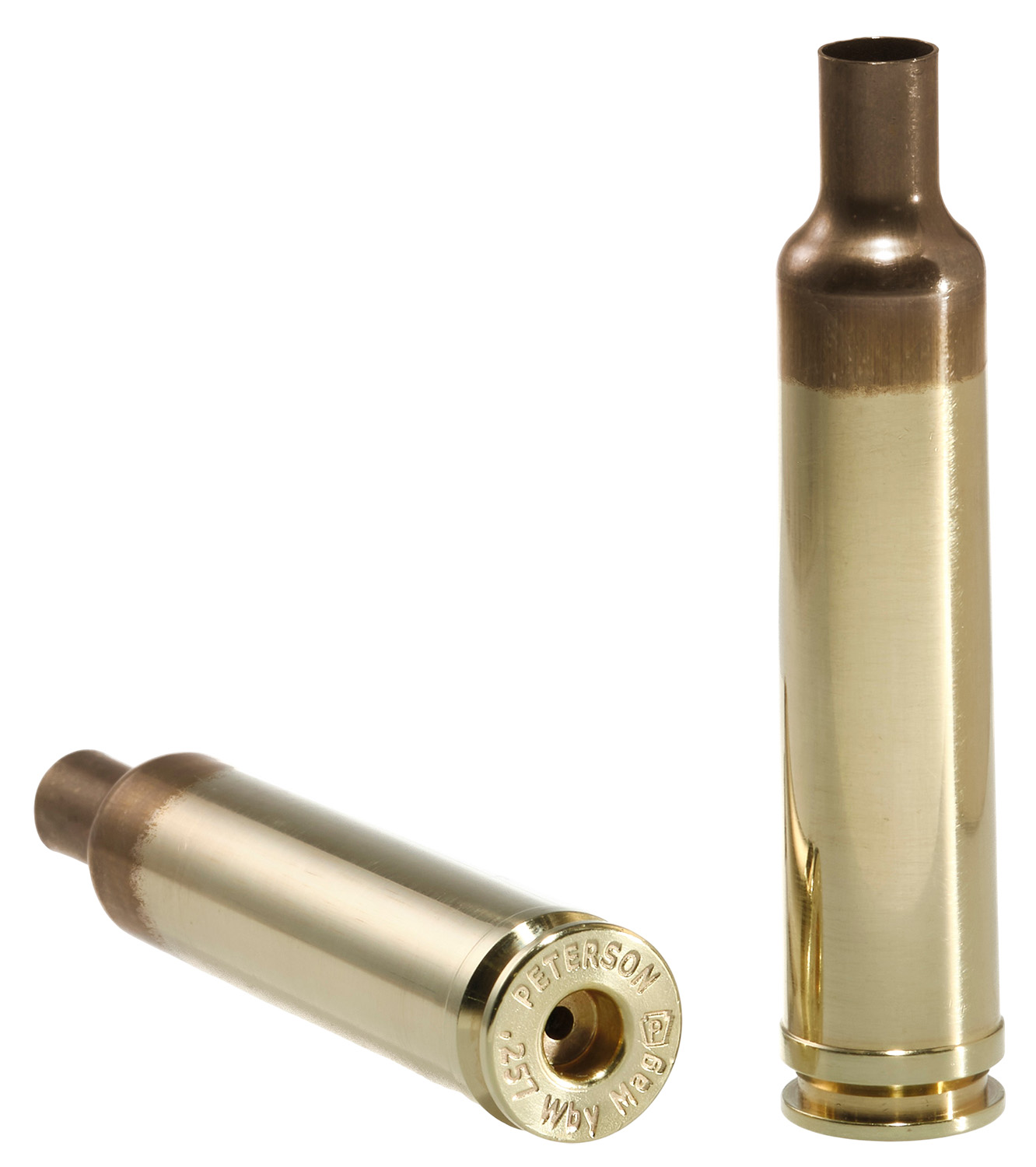 Two brass .257 Weatherby Magnum cartridges