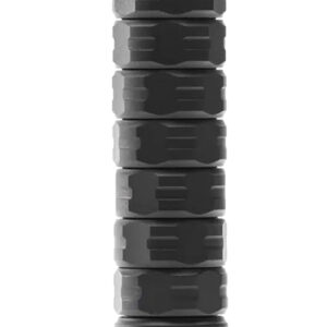 Black cylindrical firearm suppressor with segmented baffles