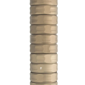 Tan modular cylindrical suppressor on white background