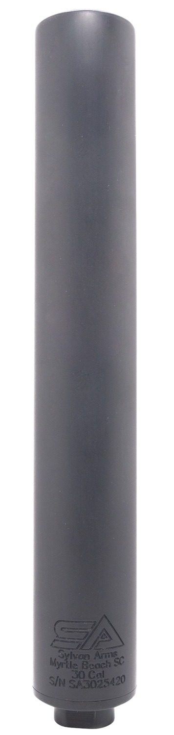 Black cylindrical 30 caliber suppressor