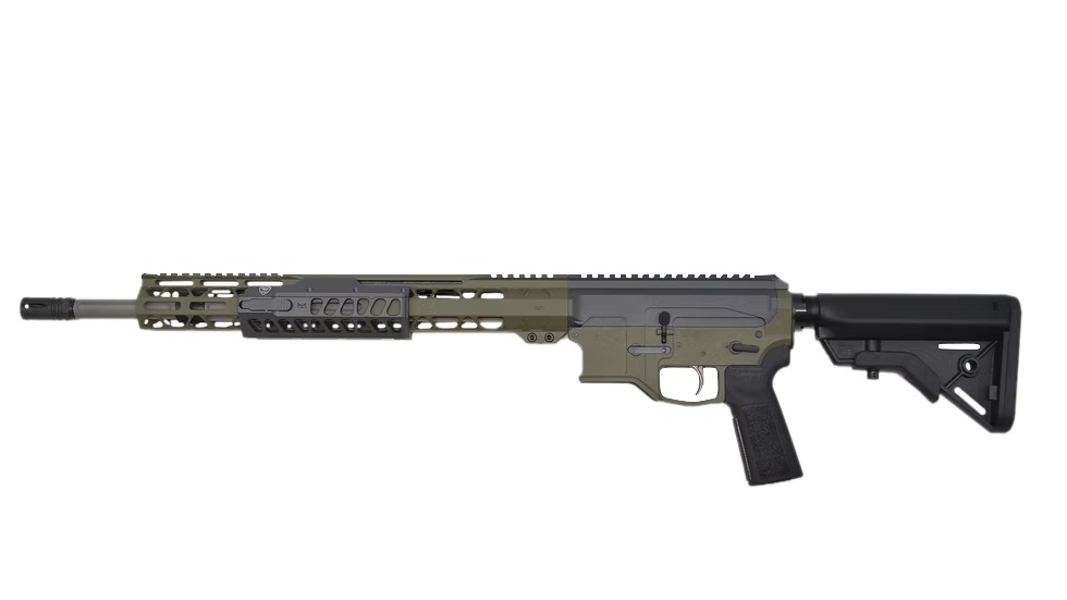 Modern semi-automatic rifle on white background
