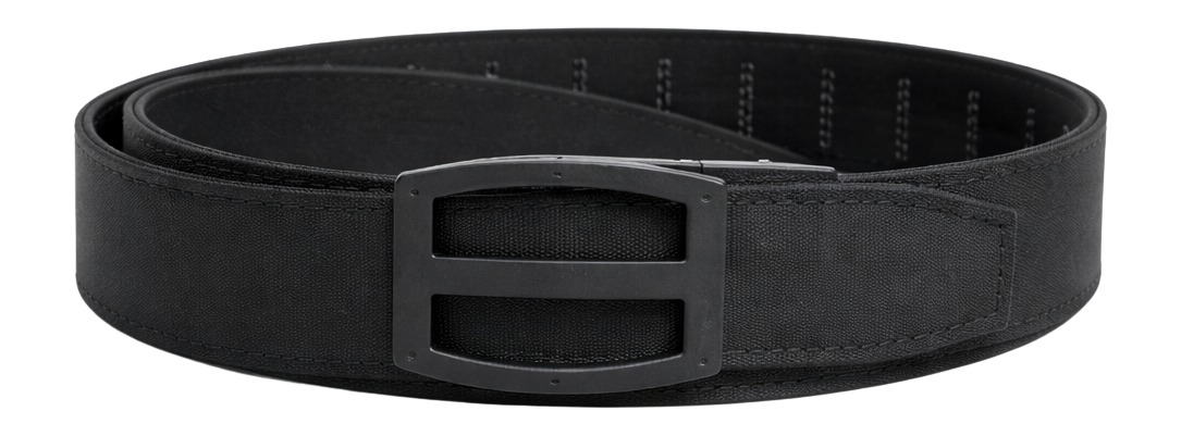 Black leather belt with matte buckle