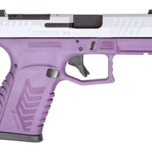 Purple and silver semi-automatic handgun