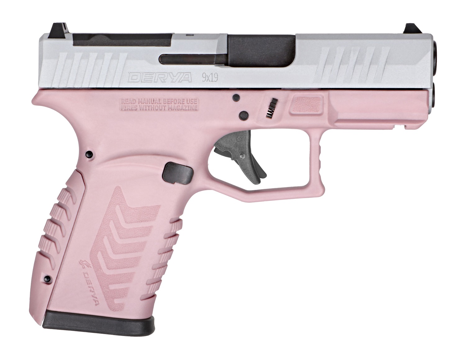 Pink and silver 9mm semi-automatic handgun