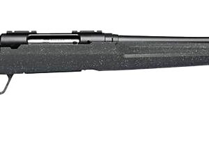 Black bolt-action rifle with synthetic stock