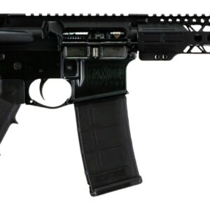Black AR-15 style semi-automatic rifle