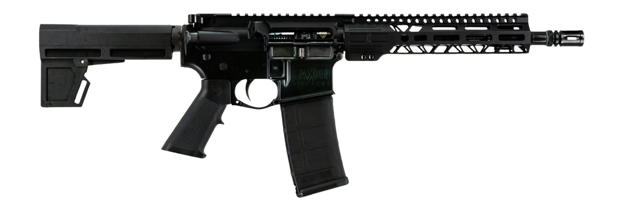 Black AR-15 style semi-automatic rifle
