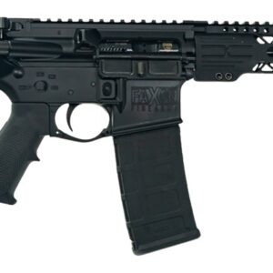 Black AR-15 style semi-automatic rifle