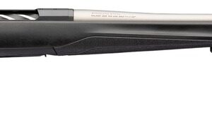 Modern bolt-action rifle on white background