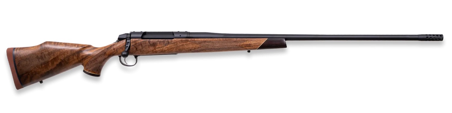 Bolt-action rifle with wooden stock