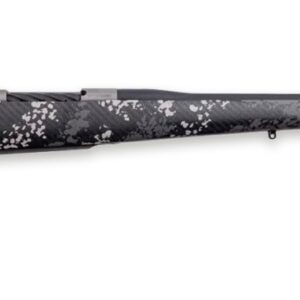 Camouflage bolt-action hunting rifle on white background