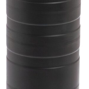 Tall black cylindrical metal device with ridges