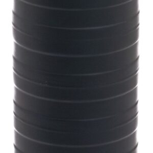 Black cylindrical firearm suppressor with ridged body