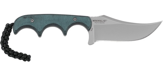 Green-handled fixed blade knife with finger grooves