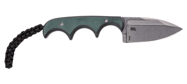 Green-handled fixed blade knife with paracord lanyard