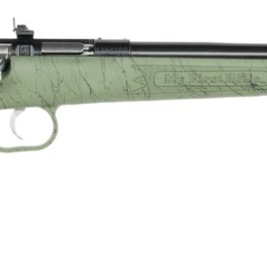Green bolt-action rifle on white background
