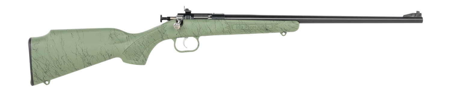 Green bolt-action rifle on white background