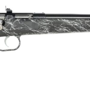 Black bolt-action rifle with marbled stock