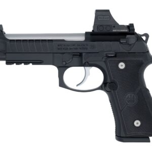 Black Beretta pistol with mounted red dot sight