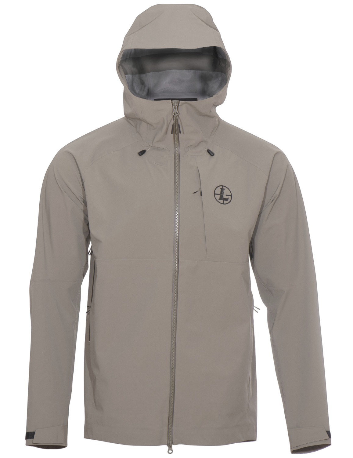 Beige hooded zip-up jacket front view